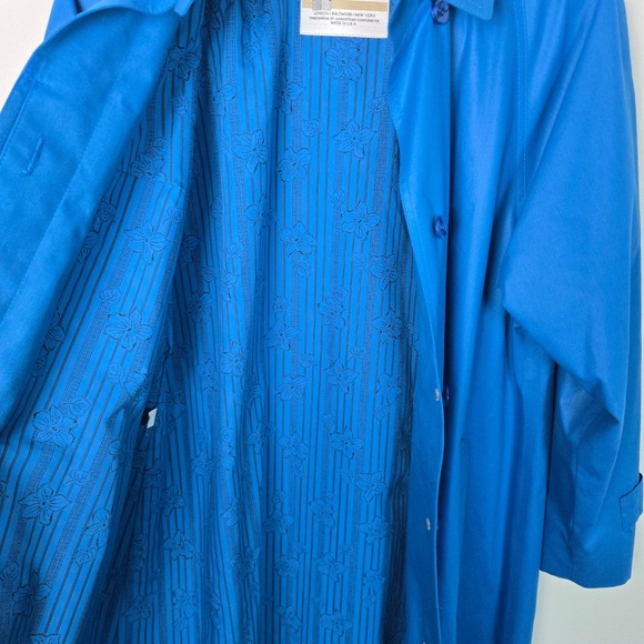London Fog Women's Blue Trench Coat Belted Raincoat Size‎ 10 REG Made USA - Picture 6 of 10